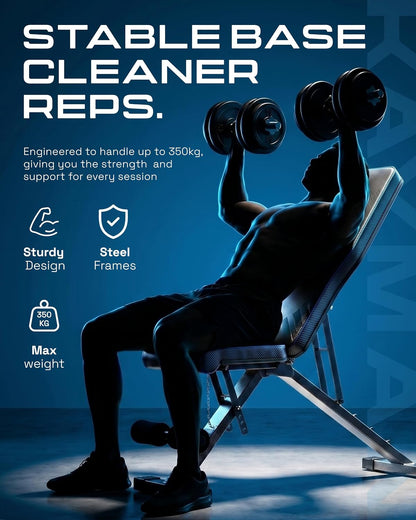 Adjustable Weight Bench, Foldable, 6 Back, 4 Seat, 3 Leg Levels,Blue