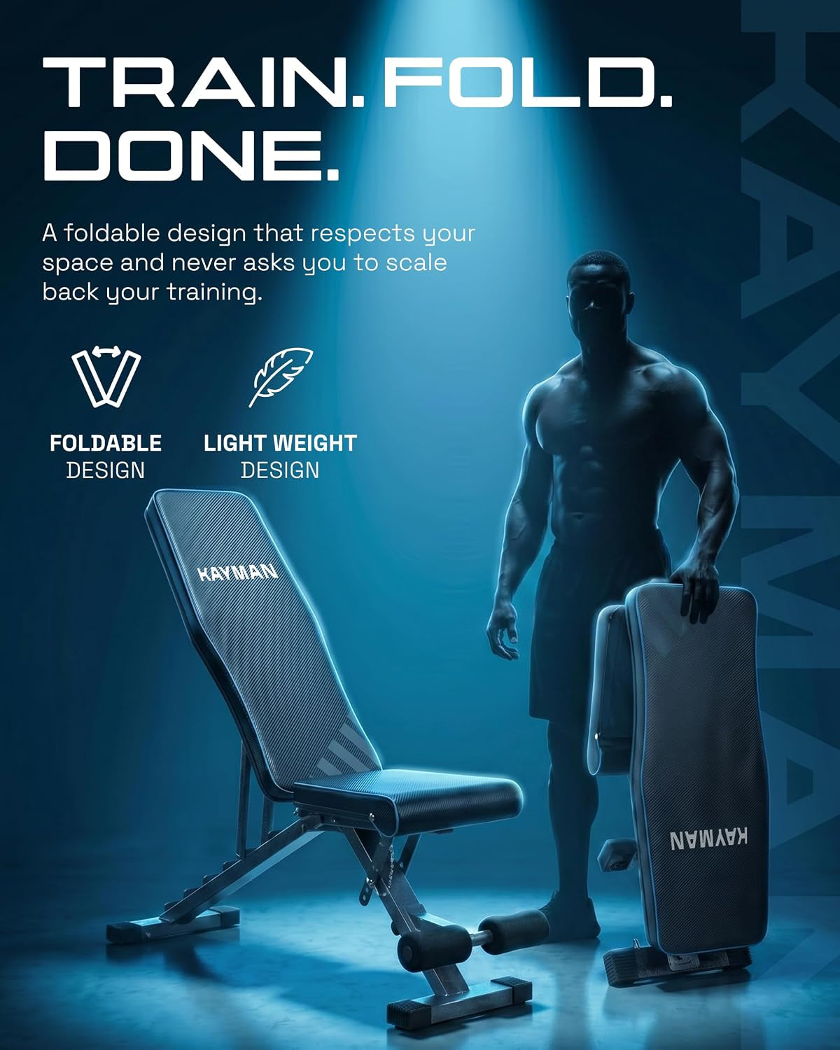Adjustable Weight Bench, Foldable, 6 Back, 4 Seat, 3 Leg Levels,Blue