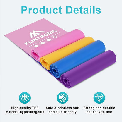 Exercise Resistance Bands, 3/4 Pack Resistance Bands Set, TPE Elastic Bands with 3/4 Resistance Levels, Workout Resistance Bands for Women and Men Strength Training, Yoga, Pilates